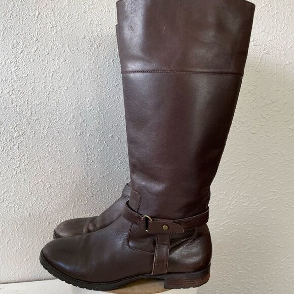 Lauren Ralph Lauren Brown Leather Zip Up Boots Size 8.5B - Picture 1 of 10